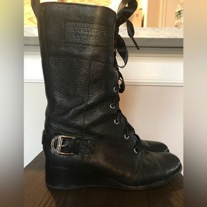 Michael Kors Black Lace Up Boots Size 7